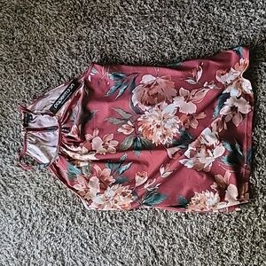 NWT Papermoon High-Neck Floral Blouse | Maroon Pink | XS | Lightweight & Flowy